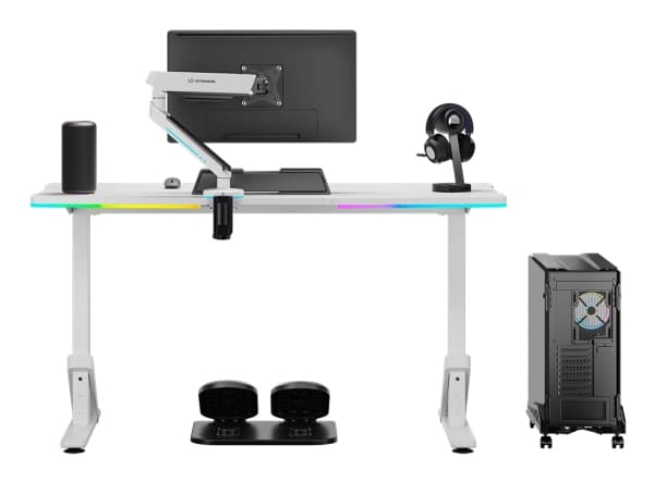 Ultradesk IRON, Rak, Rektangulär form, Spela, Mätt, Vit, T-ben