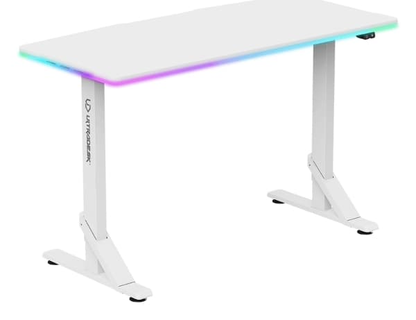 Ultradesk IRON, Rak, Rektangulär form, Spela, Mätt, Vit, T-ben
