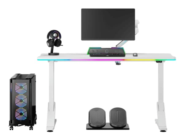 Ultradesk IRON, Rak, Rektangulär form, Spela, Mätt, Vit, T-ben