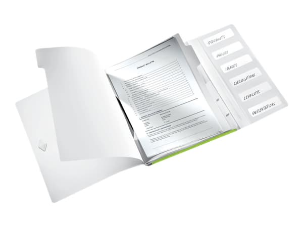 Leitz WOW - Klassifikationsmapp - 6 utrymmen - 6 delar - ryggbredd: 17 mm - för A4 (210 x 297 mm) - kapacitet: 200 ark - tabbad - grön
