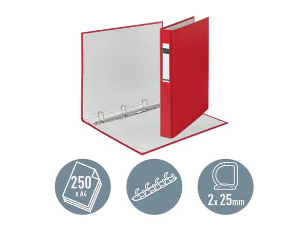Leitz Standard - Ringpärm - ryggbredd: 41 mm - för A4 Maxi - kapacitet: 250 ark - röd