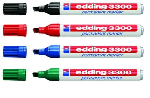 Edding 3300, Svart, Blå, Grön, Röd, Mejselspets, Svart, Blå, Grön, Grå, Röd, 1 mm, 5 mm, Multi