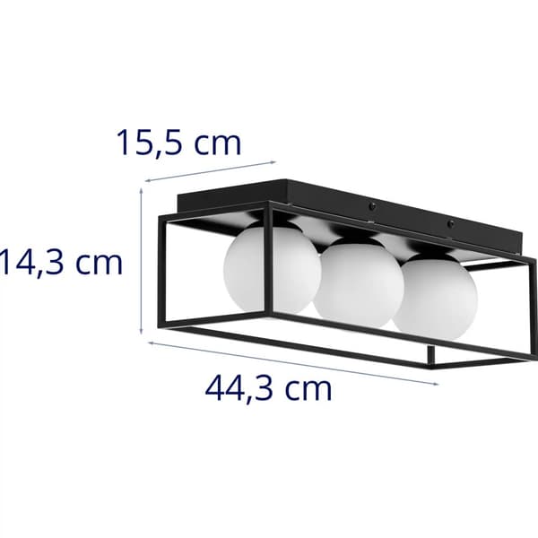 Moderne 3-punkts E9 loftslampe - glaskugler i ramme