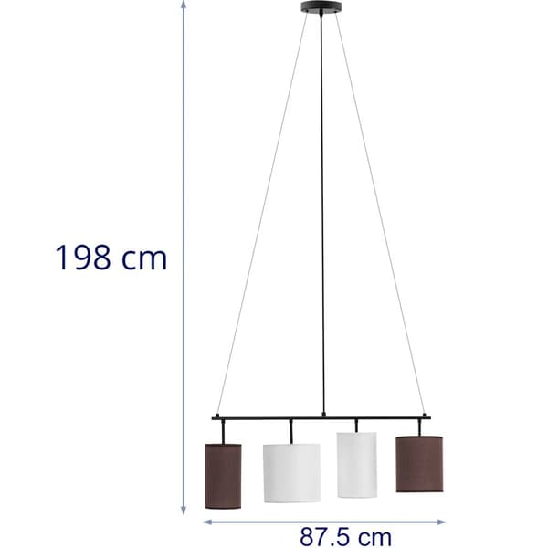 Moderne 4-punkts E14 loftslampe - hvid og brun