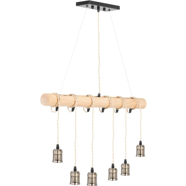 LOFT 6-punkts E27 hængende loftslampe - træbjælke
