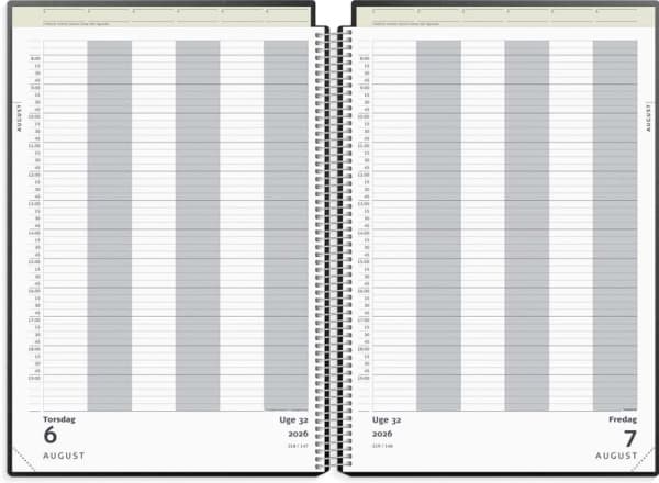 Aftalekalender A4 dag sort PP-plast 2026