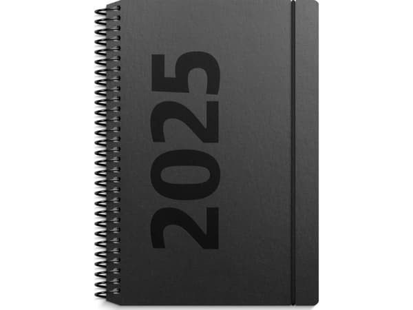 A6 ugekalender højformat matsort genbrugskarton 2025
