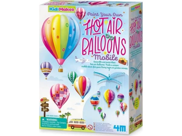 4M Paint Your Own Hot Air Balloons Mobile, Håndverkssett for barn, 5 år, Flerfarget