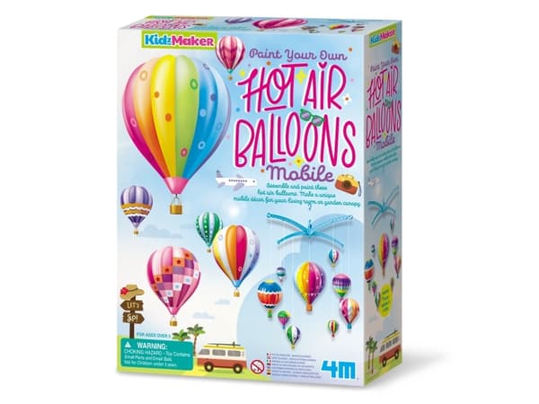 4M Paint Your Own Hot Air Balloons Mobile, Håndverkssett for barn, 5 år, Flerfarget