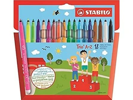 STABILO Trio A–Z, Fin, 18 färger, Multifärg, Rundad spets, 0,7 mm, Multifärg