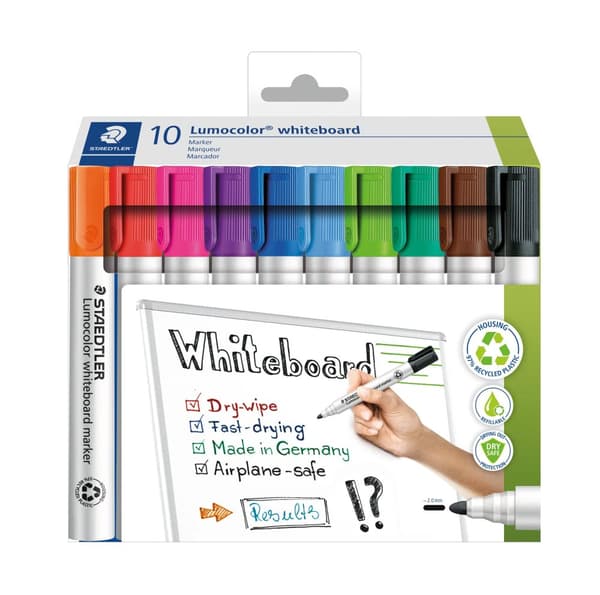 Lumocolor 351 valkotahvimerkit valikoituja pyöreitä 10kpl/setti