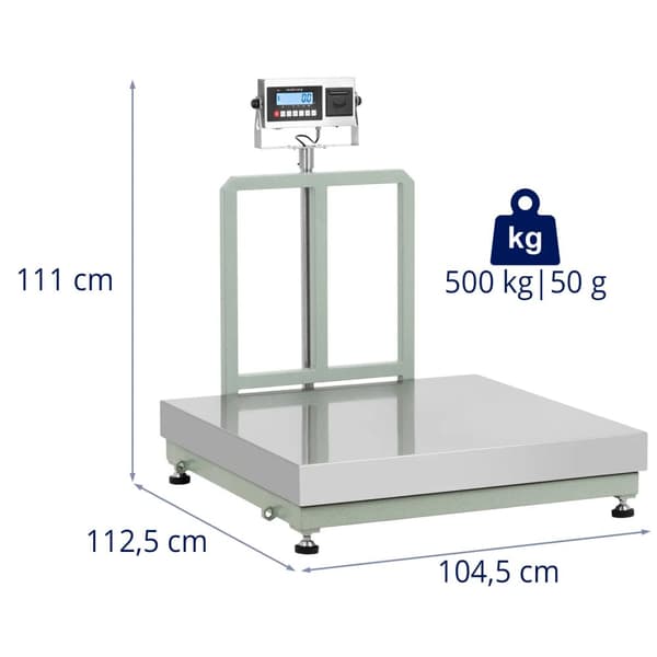 Steinberg Systems - Plattformsvåg - 500 kg / 0,05 kg - 100 x 100 cm - LCD med etikettsskrivare