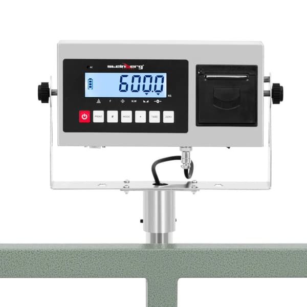 Steinberg Systems - Plattformsvåg - 600 kg / 0,05 kg - 100 x 100 cm - LCD med etikettsskrivare