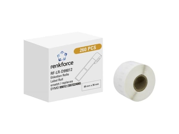 Renkforce RF-6027502, Hvit, Selvklebende skriveretikett, Kontinuerlig etikett, Rull, Papir, Direkte Termisk