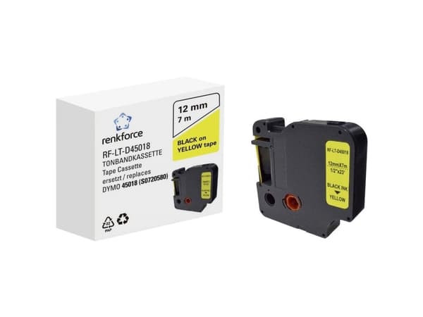 Renkforce RF-6027802, Svart på gult, Permanent akryl, Kontinuerlig etikett, D1, Sort, DYMO