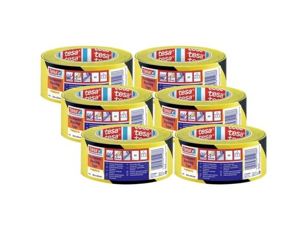 tesa 4169 04169-00063-94 Gulvmarkeringstape Sort/gul (L x B) 33 m x 50 mm 6 stk