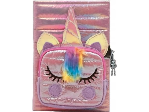 Puffy Unicorn dagbok med lomme, rosa STN 8721