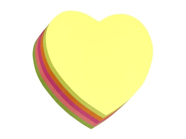 Notes Stick'N Neon Heart 5 ass. färger 64x67mm 250 ark64x10x64mm 0,05kg (1stk)