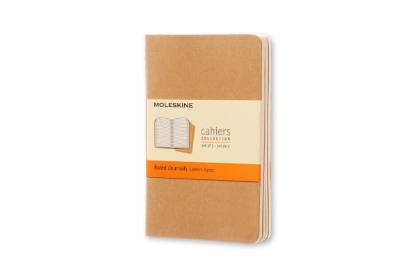 Moleskine Cahier Journal Pocket, fodrad, mjukt omslag Kraft Brown (3 st)