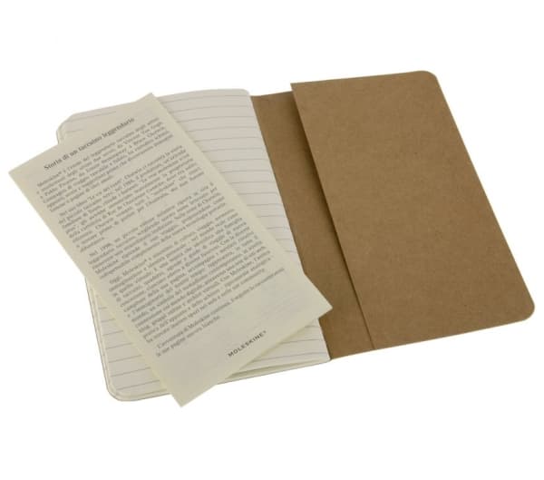 Moleskine Cahier Journal Pocket, fodrad, mjukt omslag Kraft Brown (3 st)