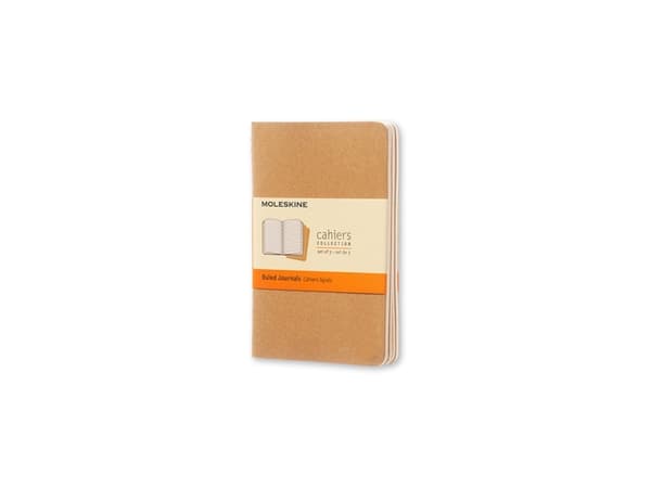 Moleskine Cahier Journal Pocket, fodrad, mjukt omslag Kraft Brown (3 st)
