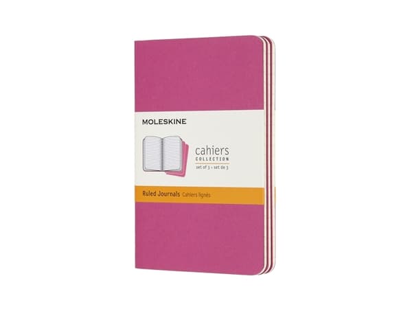 Moleskine Cahier, Yksivärinen, Vaaleanpunainen, 64 arkkia, 70 g/m², Viivapaperi, Universaali