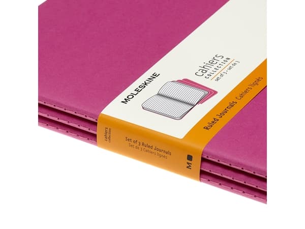 Moleskine Cahier, Monokromatiskt, Rosa, 120 ark, 70 g/m ^, Linjerat papper, Inbunden