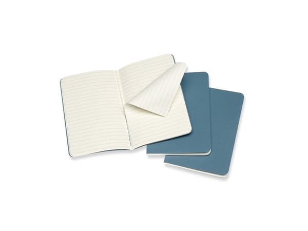 Cahier Journal Linjeret Pocket Brisk Blue 3-Pak
