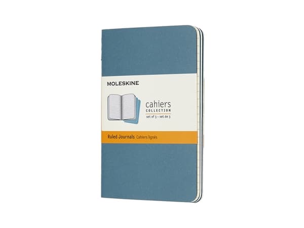 Cahier Journal Linjeret Pocket Brisk Blue 3-Pak
