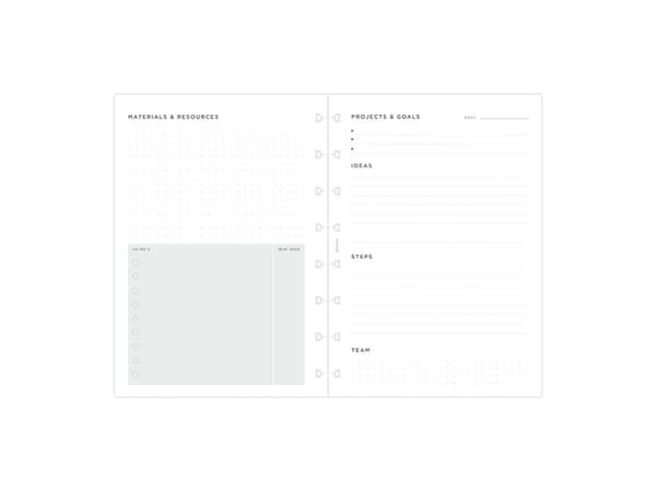 Filofax Notesbog Refill Projects & Goals A5