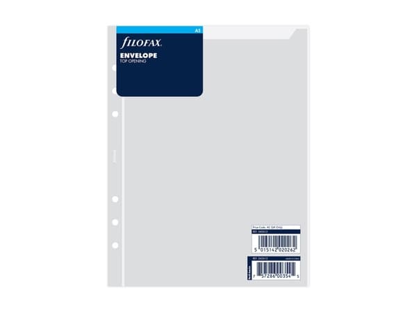 Filofax A5 muovitasku, jossa on yläaukko