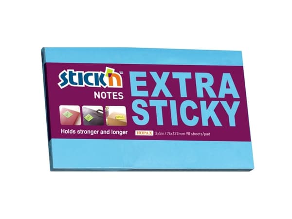 Notesblok Extra Sticky 76x127 90 Blad Neon Blå - (12 stk.)