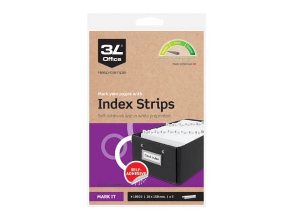 Indeksstrips 10x150mm 5st Hvid