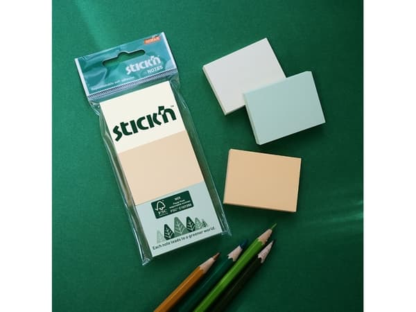 Miljø Notisblok 100 blad 38x51mm 3 Farver