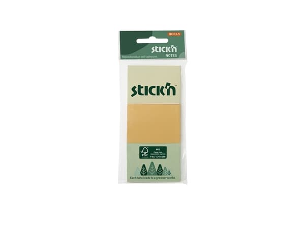 Miljø Notisblok 100 blad 38x51mm 3 Farver