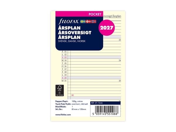 Vuosisuunnitelma Pocket 2027 ruotsi/tanska/norja