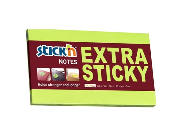 Anteckningsblock Extra Sticky 76x127 90 ark Neon Green - (12 st.)