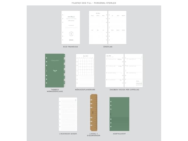 Filofax Eco Essential Personal System Kalender Gylden F.eks