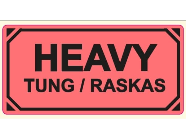 Varningsetiketter Heavy / Tung / Raskas