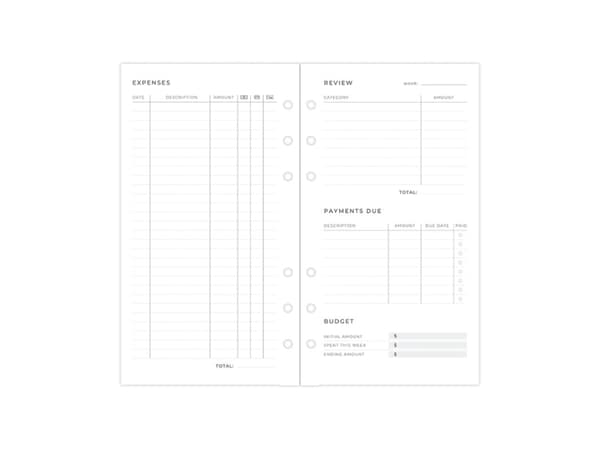 Filofax Budget Planner Refill Personal