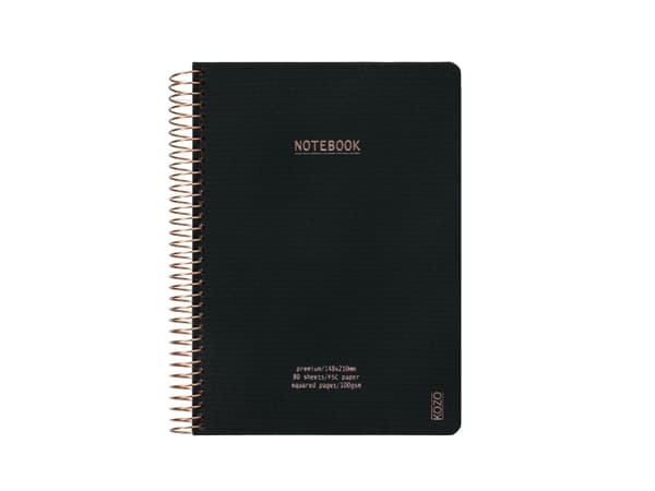KOZO Squared Notebook A5 Premium Musta - (6 kpl)