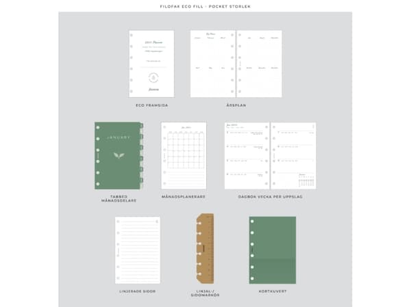 Filofax Eco Essential Pocket System Kalender Mörk valnöt