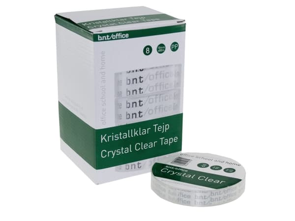 Kristalklar Tape 66m x 19mm PP - (8 stk.)