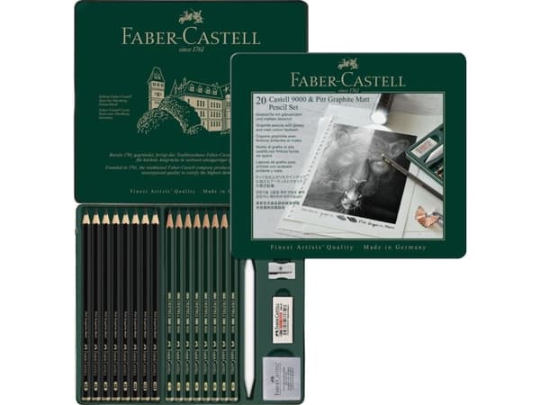 Faber-Castell Pitt Graphite Matt & Castell 9000 Set, Multi, Sort, Grønn, Sekskantet, 20 stykker