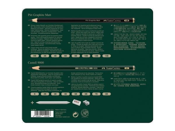Faber-Castell Pitt Graphite Matt & Castell 9000 Set, Multi, Sort, Grønn, Sekskantet, 20 stykker