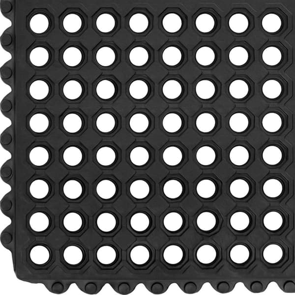 Genombruten anti-halk dörrmatta av gummi, 92 x 92 x 1 cm