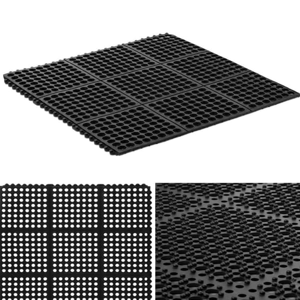 Genombruten anti-halk dörrmatta av gummi, 92 x 92 x 1 cm