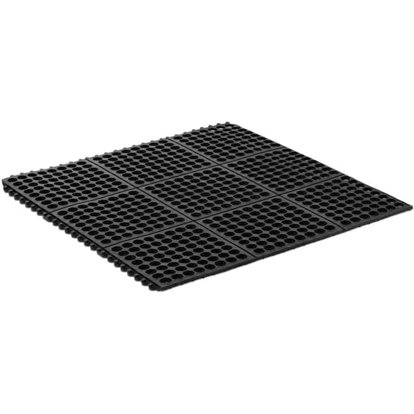 Gennembrudt skridsikker dørmåtte af gummi, 92 x 92 x 1 cm