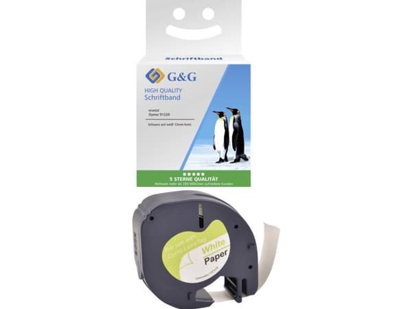 G&amp;G Scripture Ribbon Färg på bandet: Vit Färg på teckensnittet: Svart