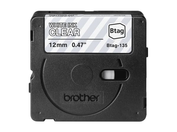 Brother BTAG-135 - Vit på transparent - Rulle (1,2 cm x 4 m) 1 kassett(er) hängande låda - etiketttejp